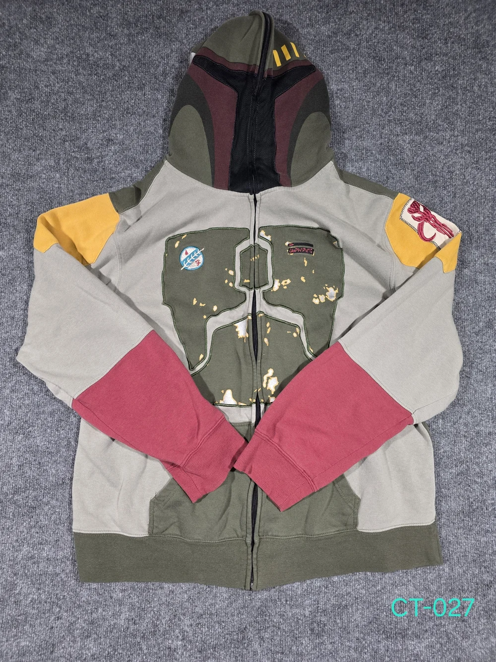 Official Star Wars Boba Fett Full Zip Costume Mask Hoodie Jacket Mens 2XL